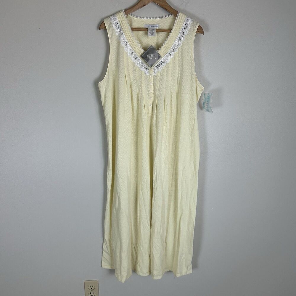 Earth Angels Butter Yellow Nightgown XL Slip Lace Midi Cottagecore Prairie Dress